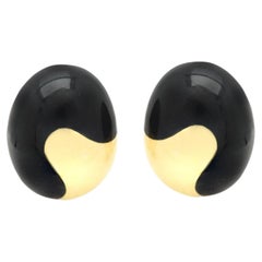 Tiffany & Co. Vintage Gold and Onyx Earclips