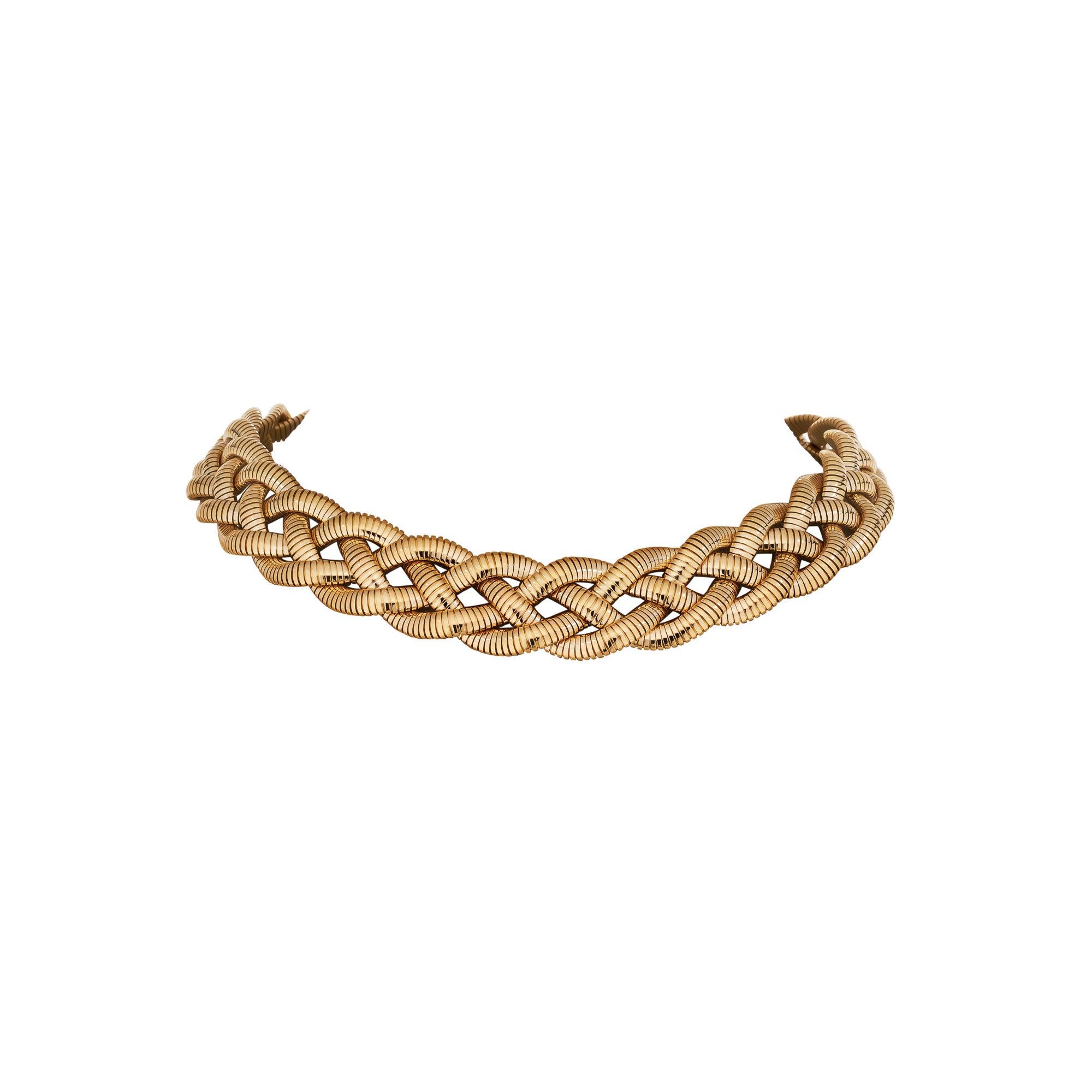 Modern Tiffany & Co. Vintage Gold Braided Tubogas Necklace