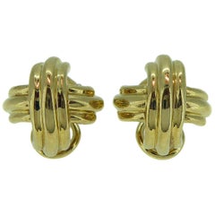 Tiffany & Co. Vintage Gold Cross Earrings, Clip on Style