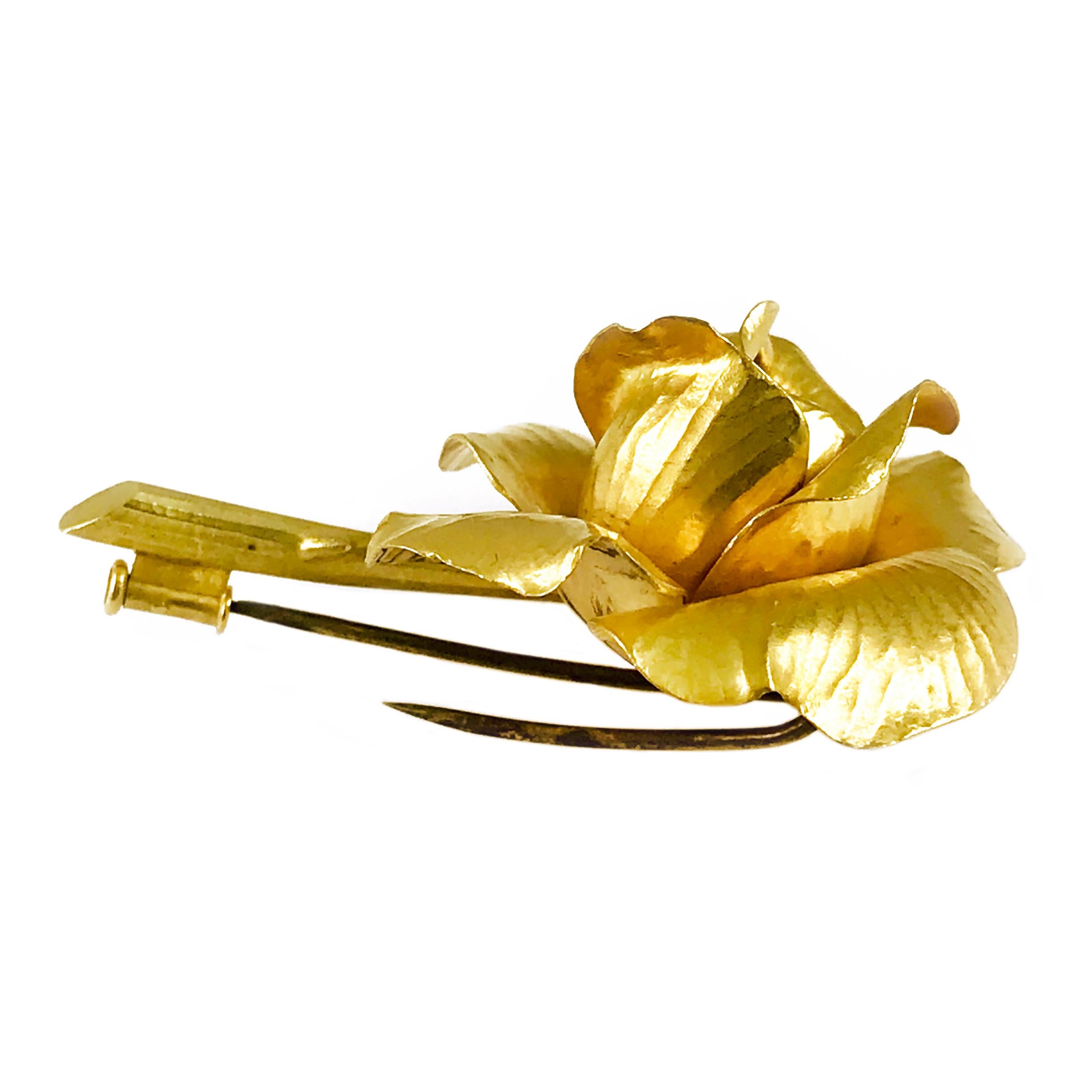gold rose brooch pin