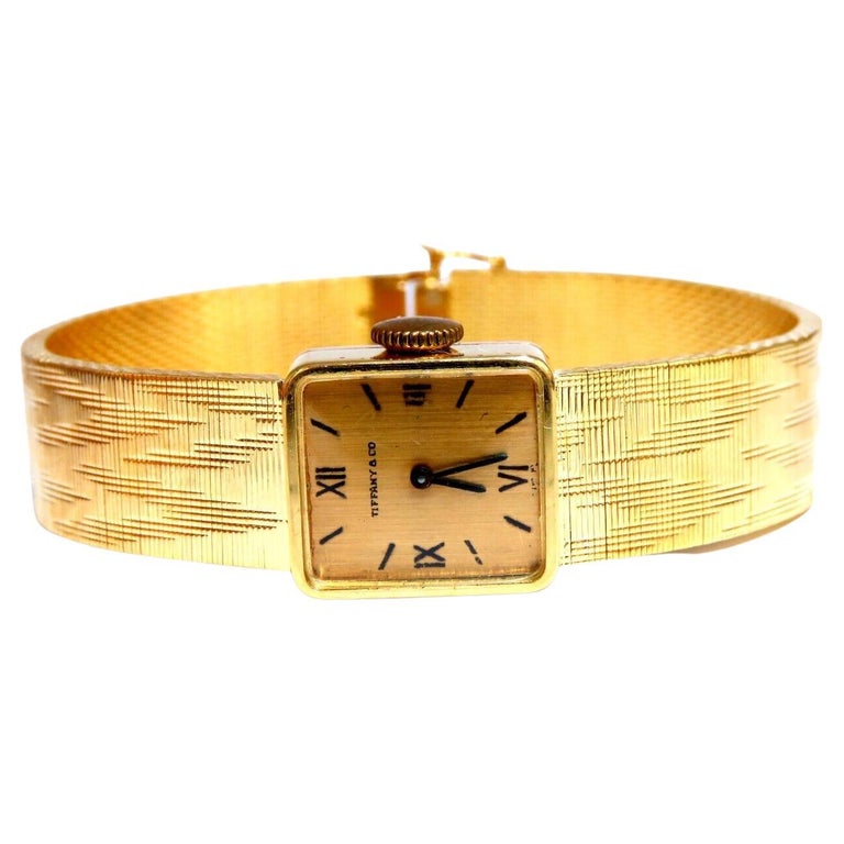 Tiffany and Co Vintage Gold Watch 18kt 6.5 inch For Sale at 1stDibs