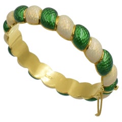 Tiffany & Co. Vintage Green and White Enamel Bracelet