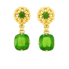 Tiffany & Co. Vintage Green Tourmaline 14 Karat Gold Earrings, 15.6 Grams