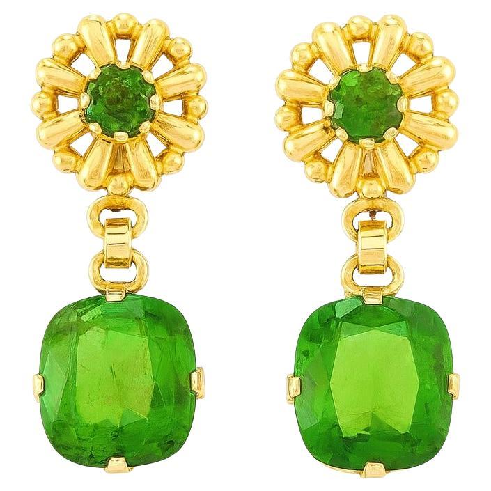 Tiffany & Co. Vintage Grüner Turmalin 14 Karat Gold Ohrringe, 15,6 Gramm