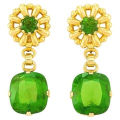 Tiffany & Co. Vintage Green Tourmaline 14 Karat Gold Earrings, 15.6 Grams