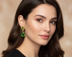 Tiffany & Co. Vintage Green Tourmaline 14 Karat Gold Earrings