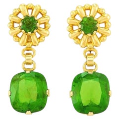 Tiffany & Co. Vintage Green Tourmaline 14 Karat Gold Earrings