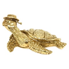 Tiffany & Co. Vintage Hammered Yellow Gold Sea Turtle Brooch Pin