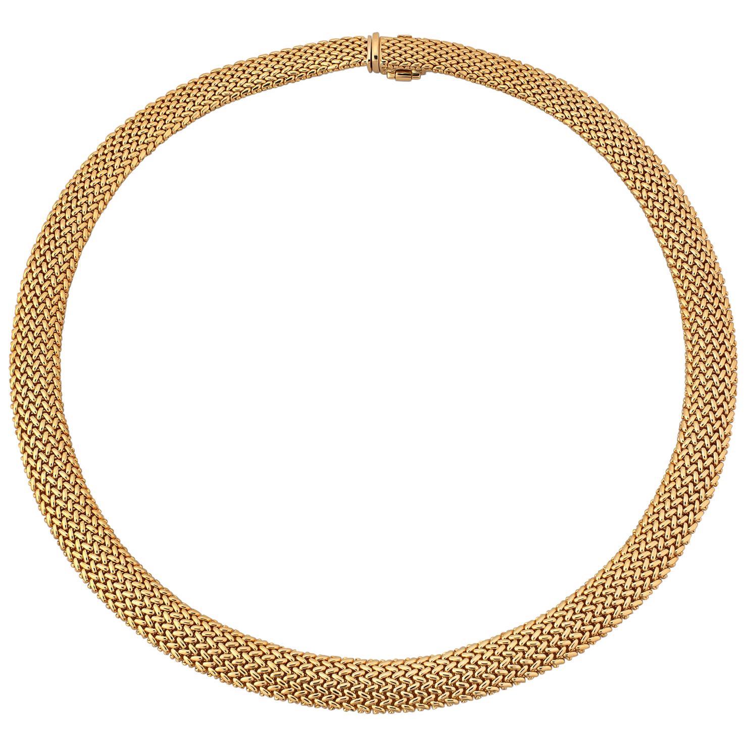 Tiffany & Co. Vintage Handmade Gold Woven Mesh Choker Necklace