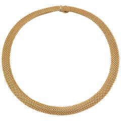 Tiffany & Co. Vintage Handmade Gold Woven Mesh Choker Necklace