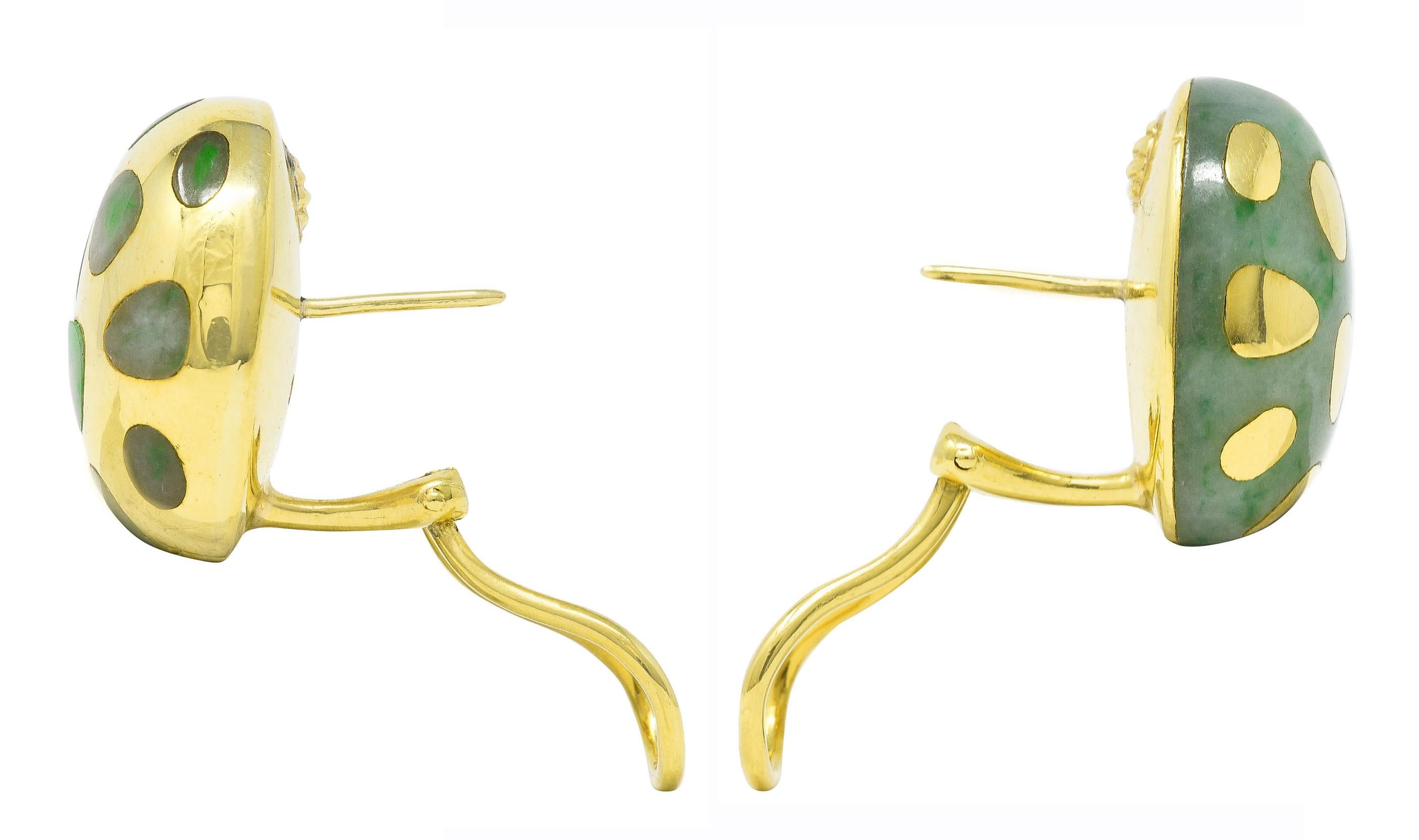 Contemporary Tiffany & Co. Vintage Jade 18 Karat Gold Positive Negative Oval Earrings