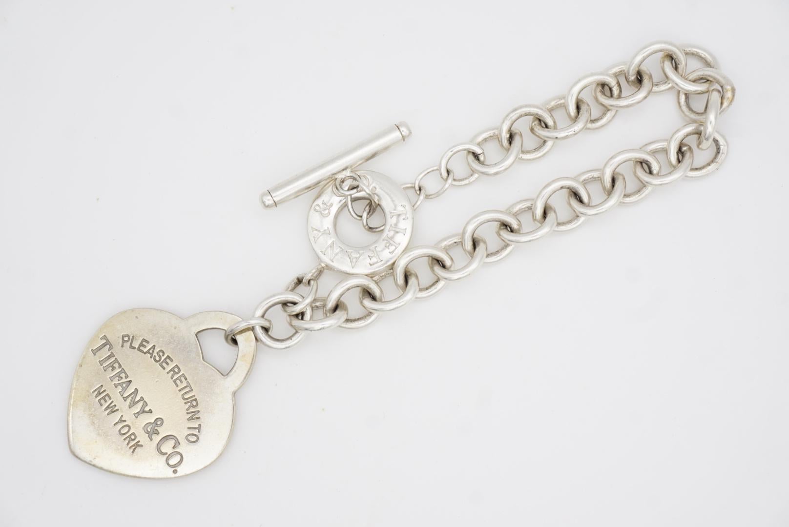 Tiffany & Co Vintage Large Heart Please Return To Toggle Bracelet 925 Silver For Sale 5