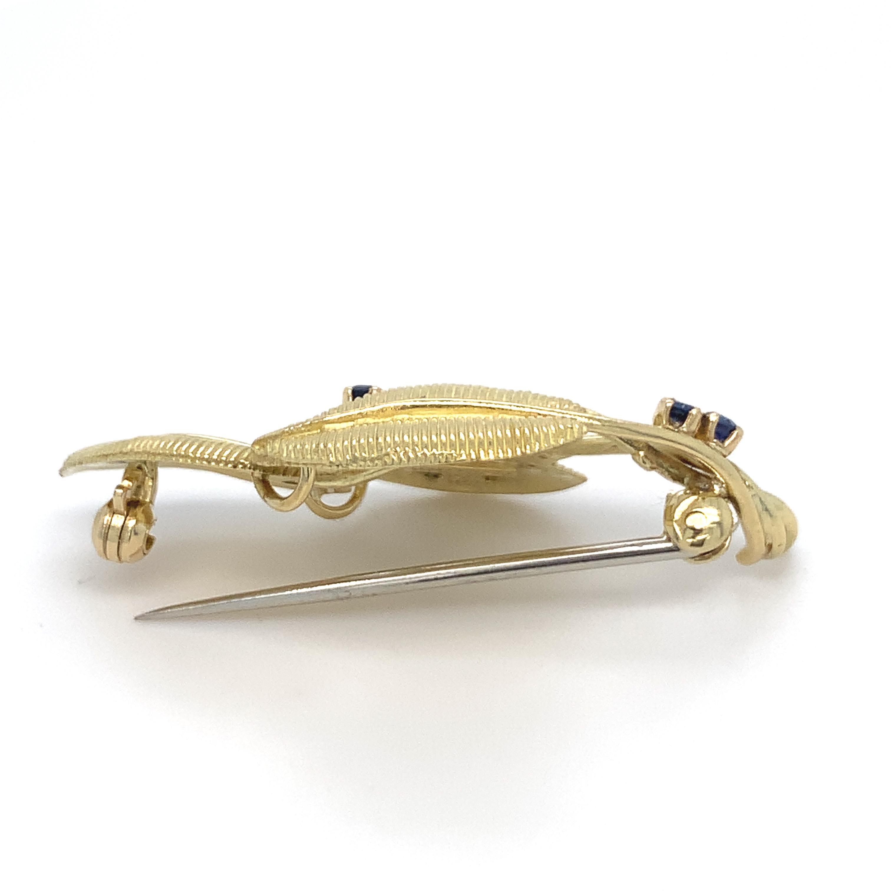 Tiffany & Co. Broche vintage de zafiro en forma de hoja, circa 1960 Contemporáneo en venta