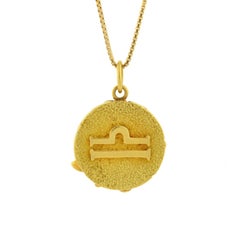 Tiffany & Co. Vintage Libra Zodiac Gold Pendant Necklace
