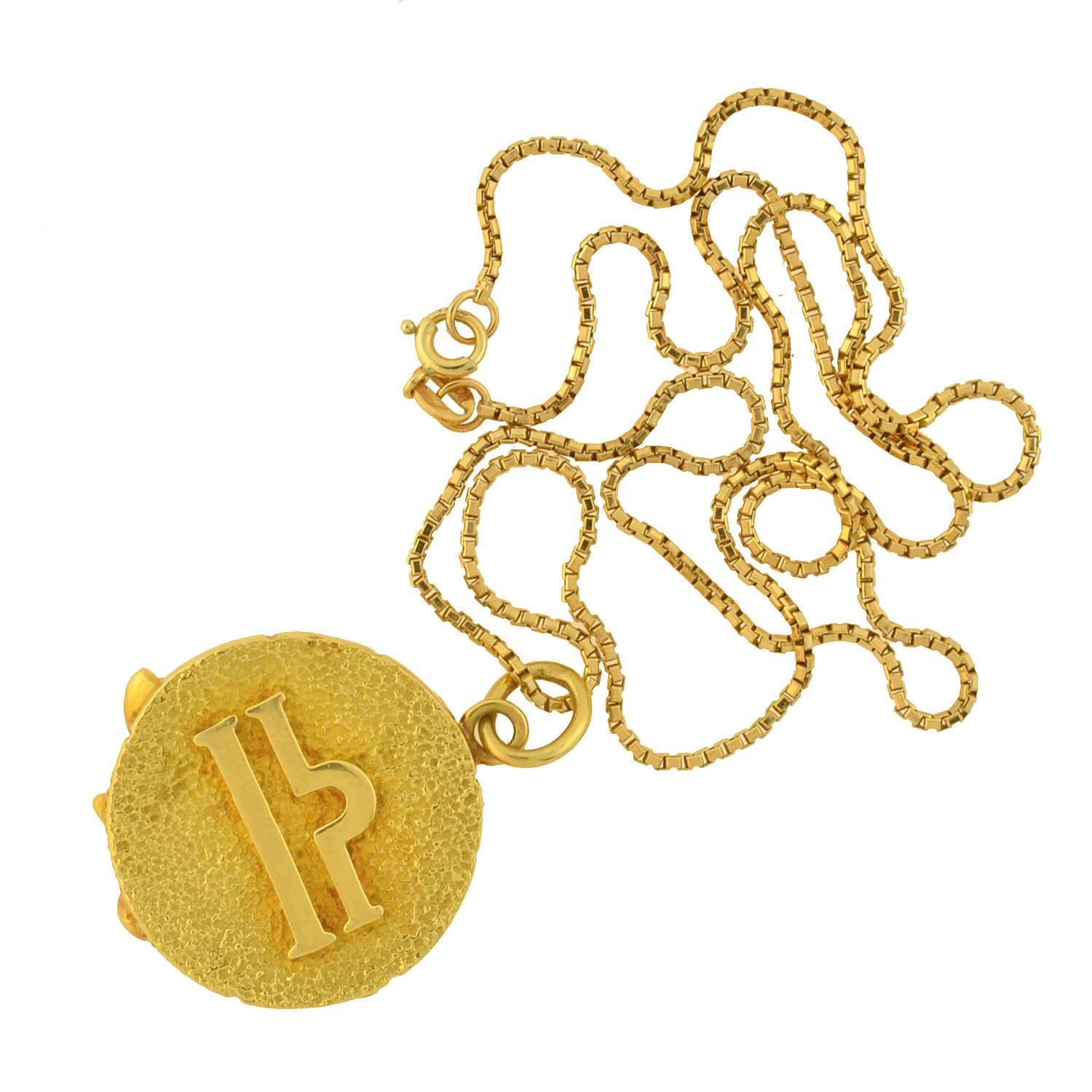 Contemporary Tiffany & Co. Vintage Libra Zodiac Gold Pendant Necklace