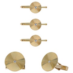 Tiffany Co Vintage Mid Century Yellow Gold Diamond 055 Carat Cufflink Stud Set