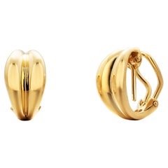 Tiffany Co Antique Navette Designed 18 Karat Yellow Gold Half Hoops Earrings 