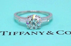 Tiffany & Co Vintage Old Cut Diamond Engagement Ring with Baguettes 1.72 Carat