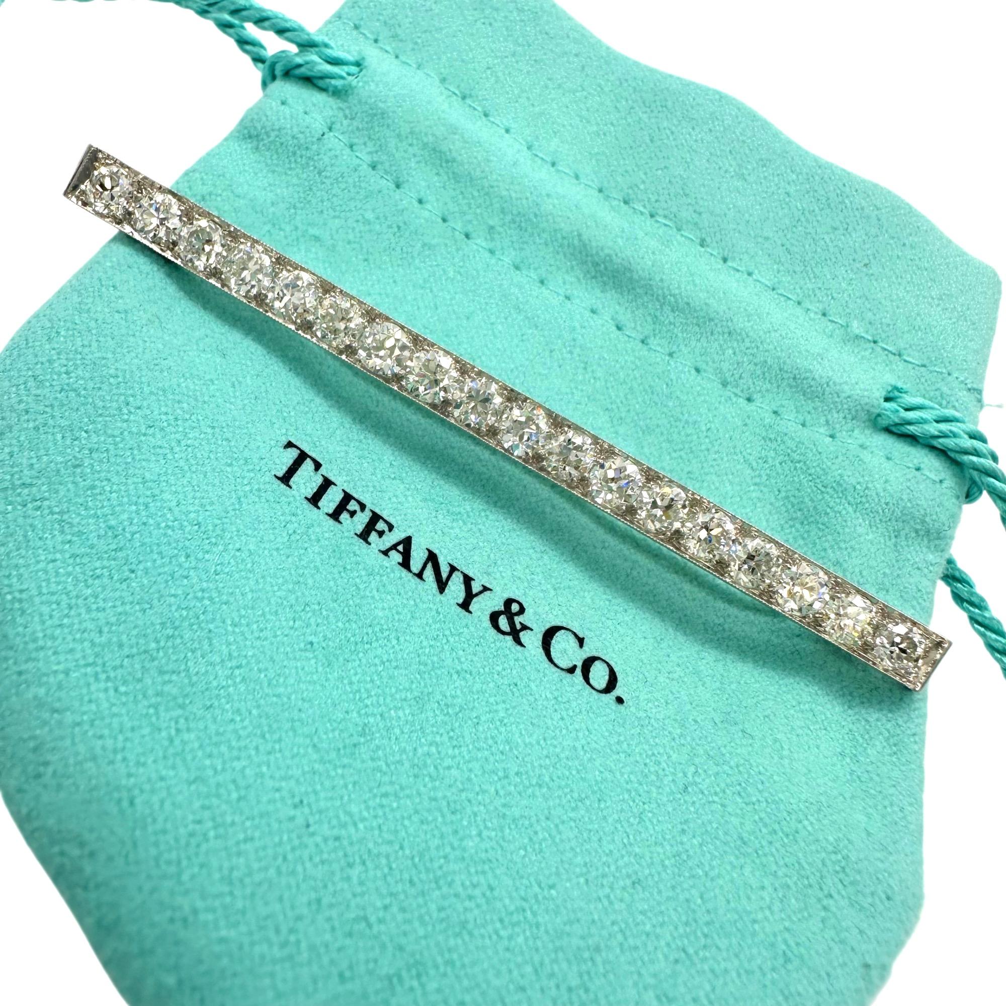 Tiffany & Co Vintage Diamond Platinum Pin Brooch Old European Cuts 4.60 tcw For Sale 6