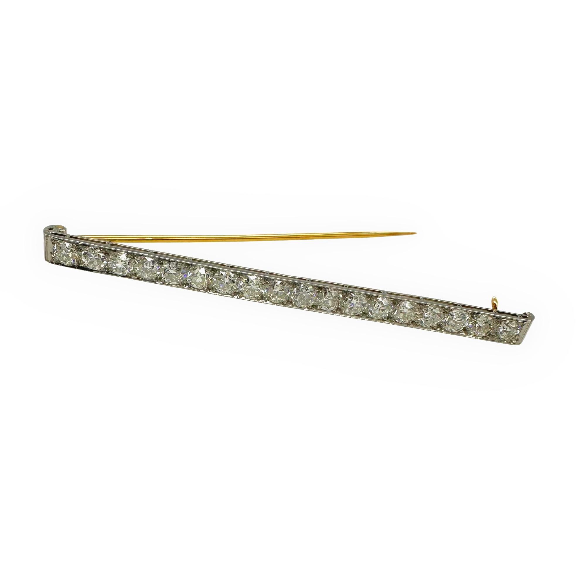 Tiffany & Co Vintage Diamond Platinum Pin Brooch Old European Cuts 4.60 tcw In Excellent Condition For Sale In San Diego, CA