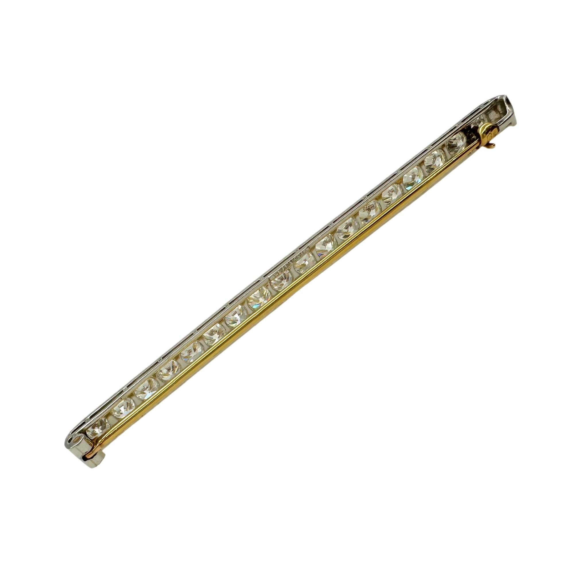 Women's or Men's Tiffany & Co Vintage Diamond Platinum Pin Brooch Old European Cuts 4.60 tcw For Sale