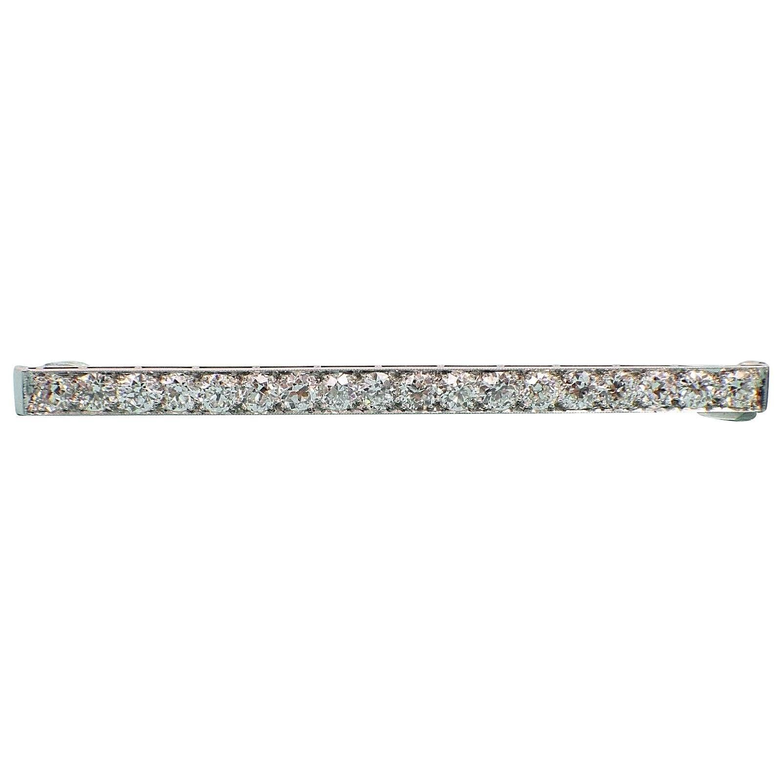 Tiffany & Co Vintage Old European Cuts Diamond Pin Brooch 4.60 TCW 18K Platinum For Sale