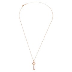 Tiffany & Co. Vintage Oval Key Diamond 18K Rose Gold Pendant Necklace