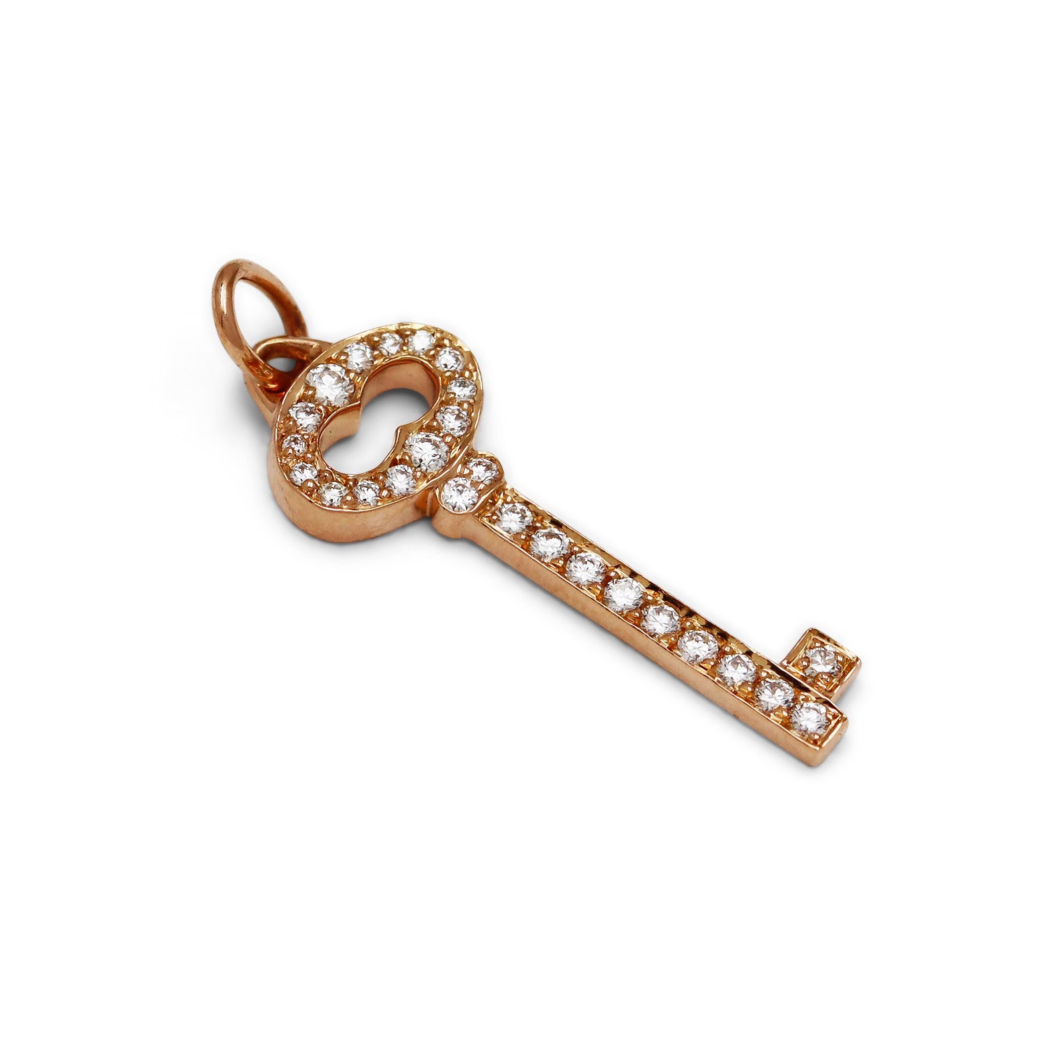 Brilliant Cut Tiffany & Co. 'Vintage Oval' Rose Gold Diamond Key Charm