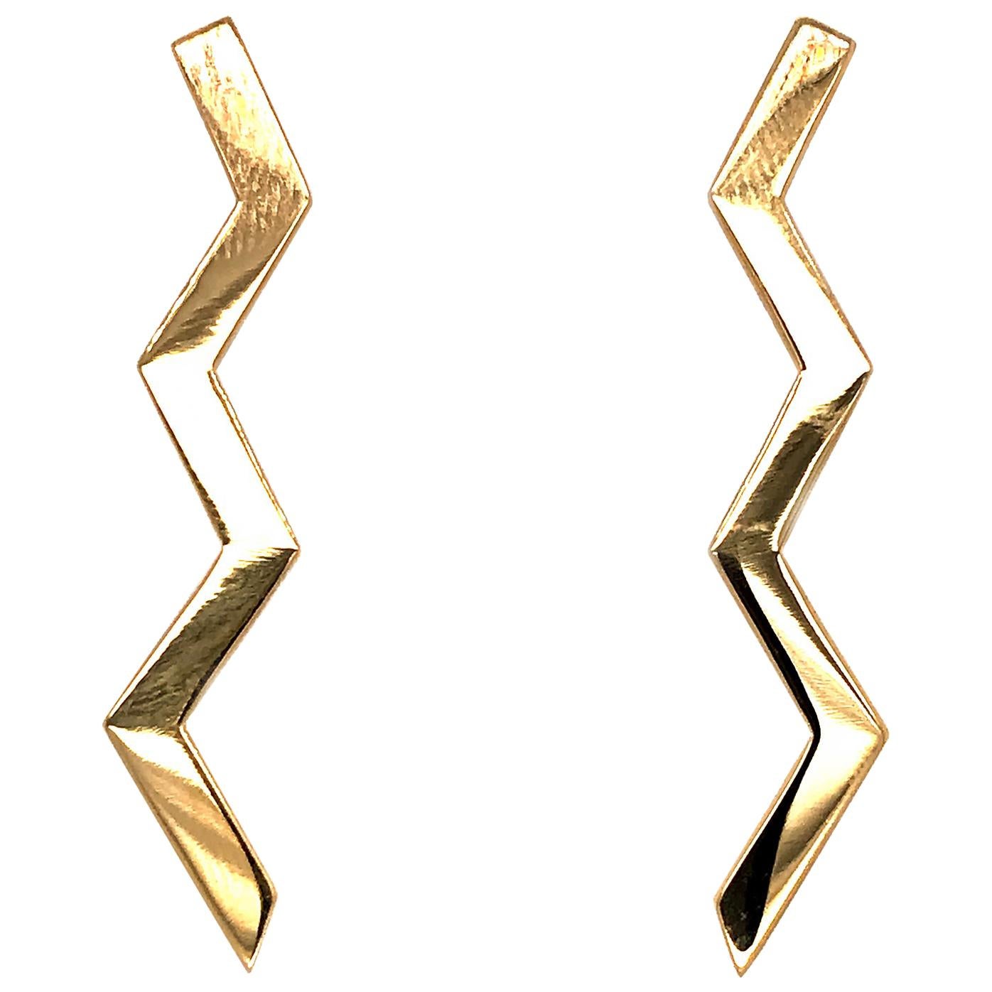Tiffany & Co. Vintage Paloma Picasso 18k Yellow Gold Lightning Bolt Earrings