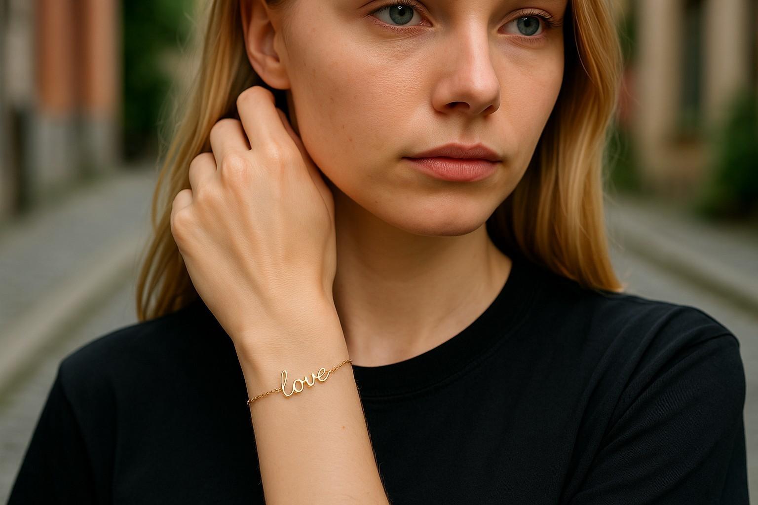 Moderne Golding Co Vintage Paloma Picasso Love Graffiti Bracelet en or rose 18K 9.5