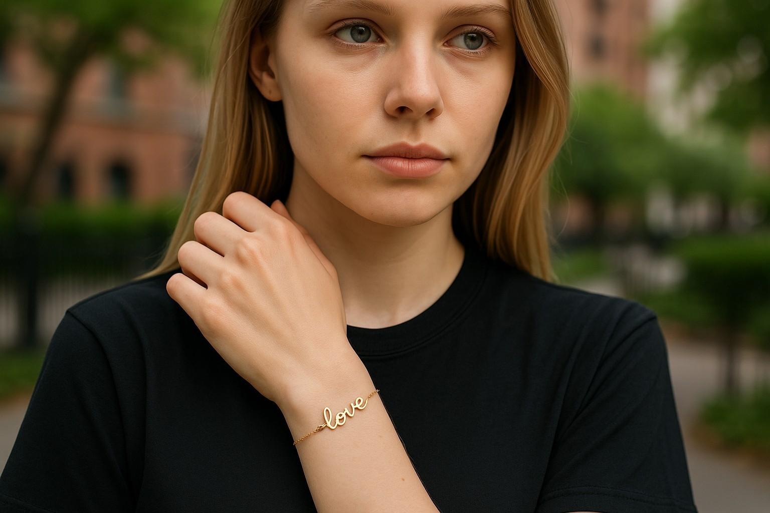 Golding Co Vintage Paloma Picasso Love Graffiti Bracelet en or rose 18K 9.5