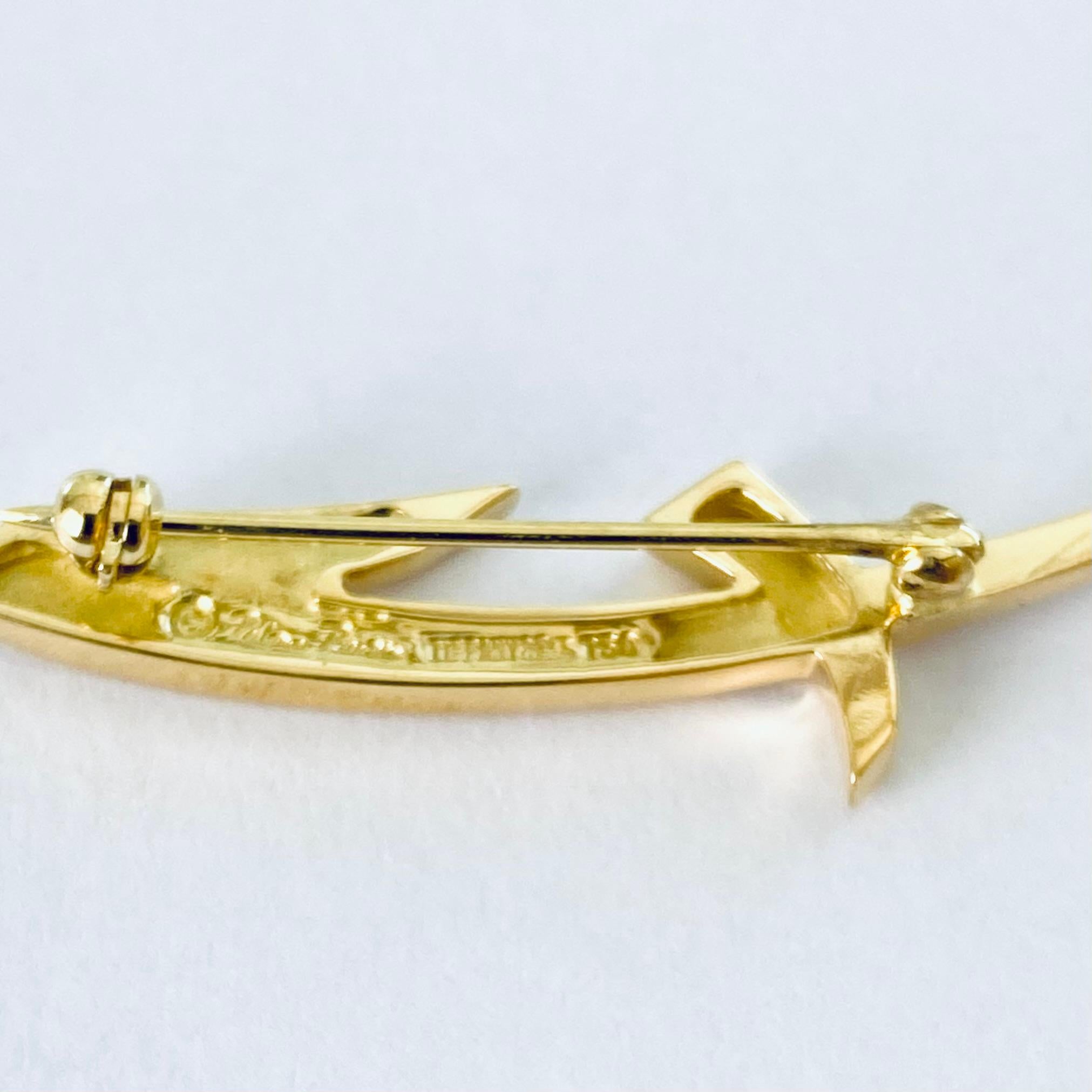 Tiffany Co Vintage Paloma Picasso Seltene modernistische 1,60 Zoll 18 Karat Gold Brosche, Vintage im Angebot 3