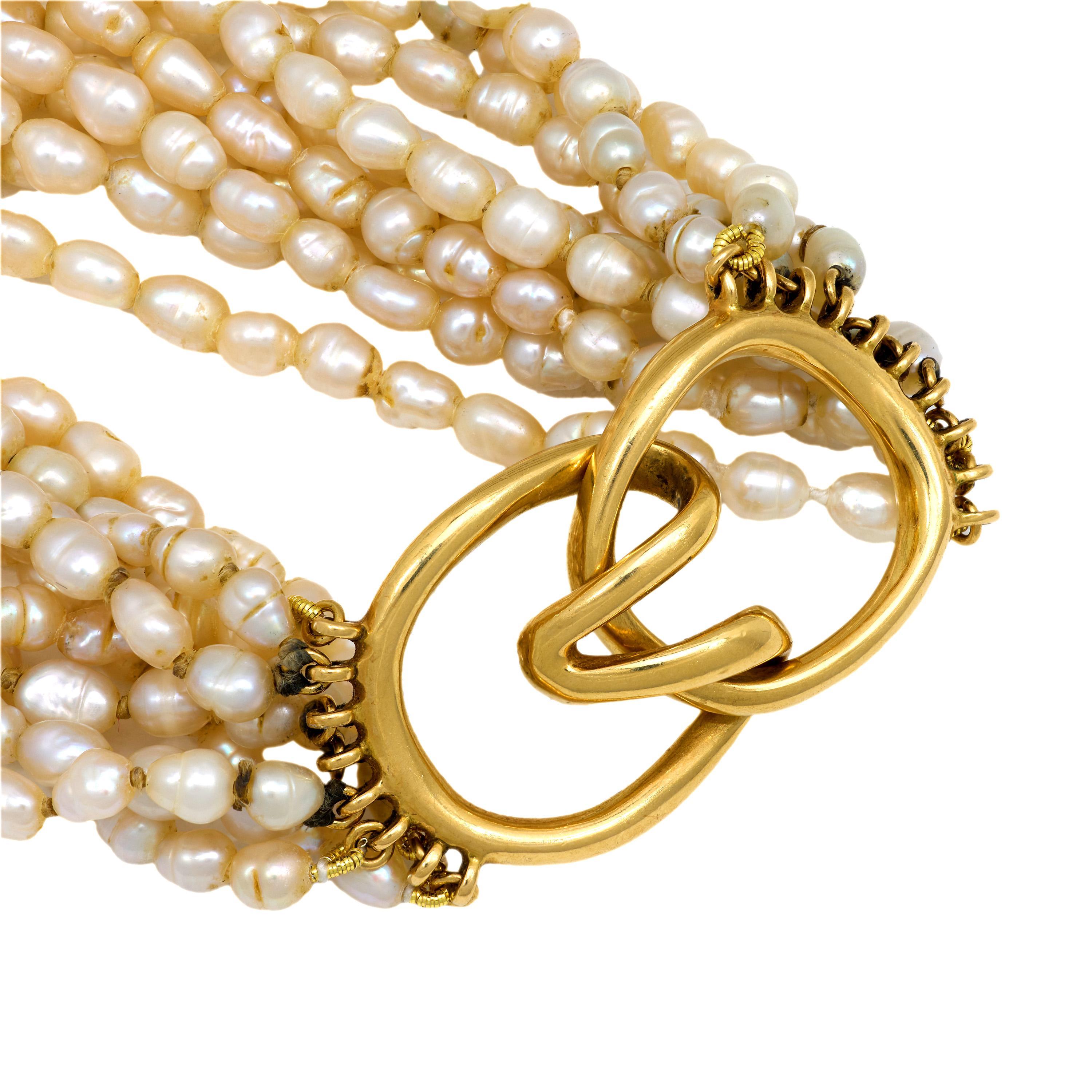 Modern Tiffany & Co. vintage pearl 18k yellow gold necklace For Sale