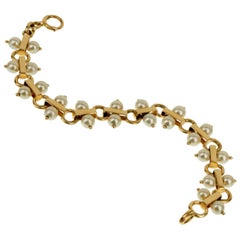 Tiffany & Co. Vintage Pearl Yellow Gold Bracelet