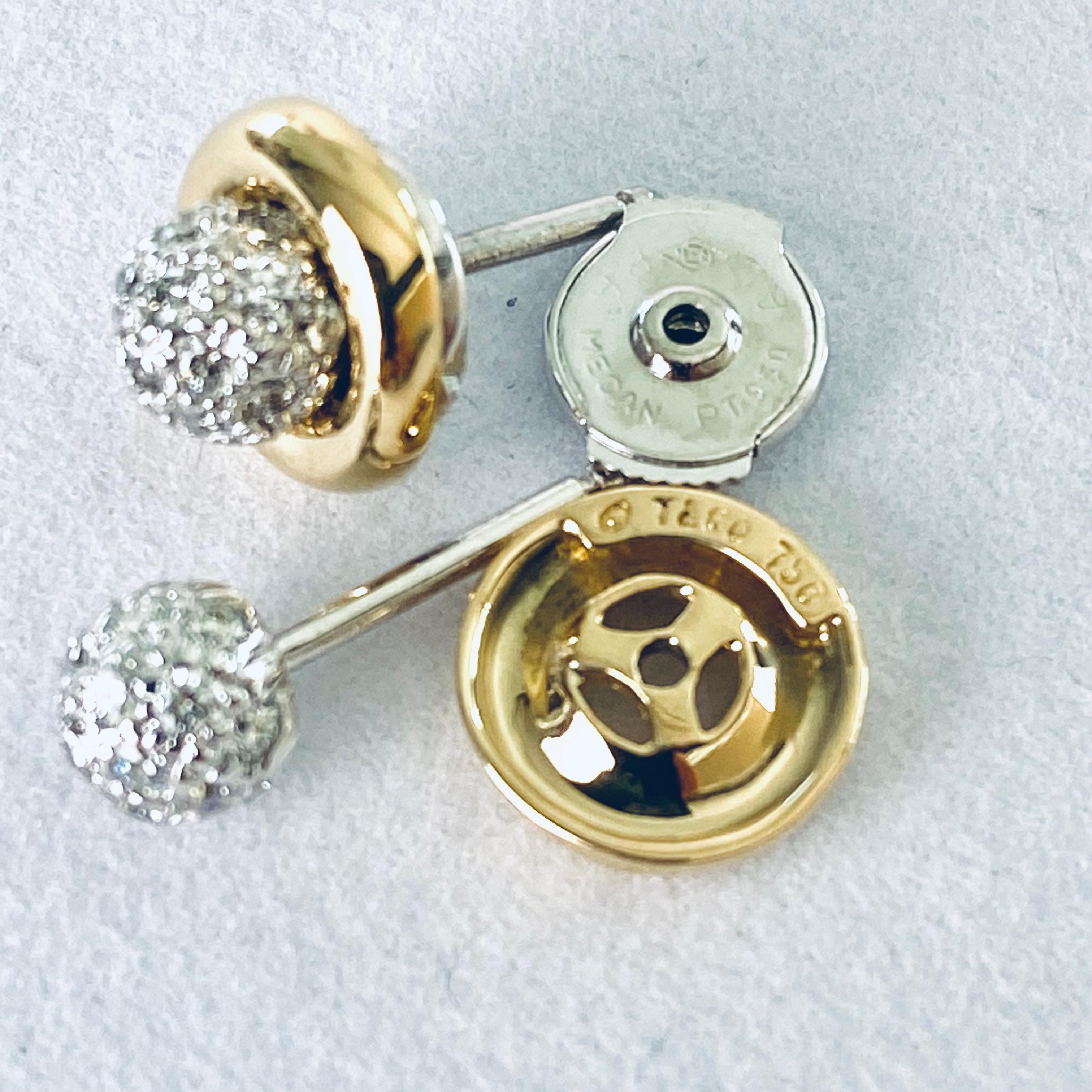 Tiffany Co Vintage Platin Diamant 0,55 Karat Ohrringe 18 Karat Gold Jacken im Zustand „Gut“ im Angebot in New York, NY