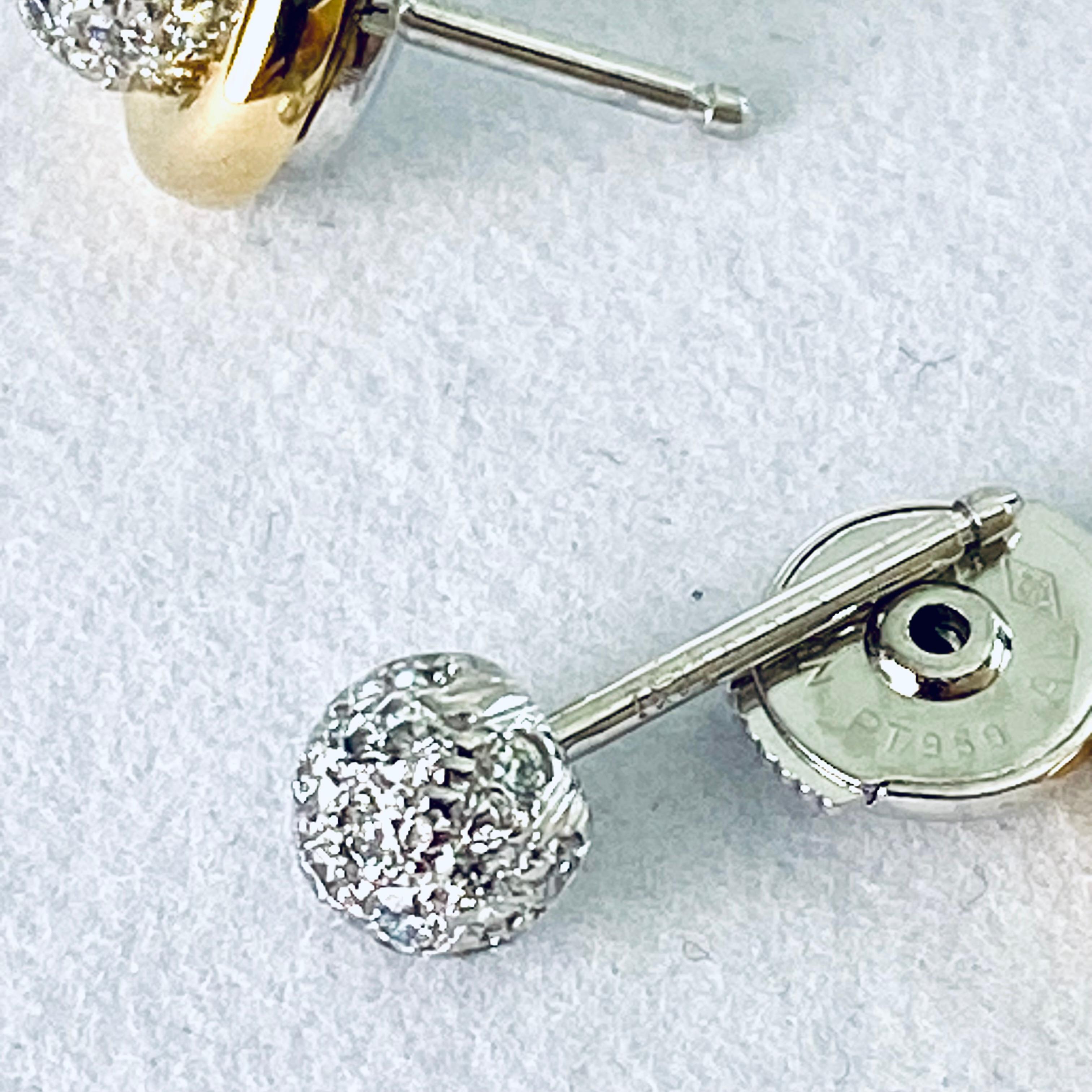 Tiffany Co Vintage Platin Diamant 0,55 Karat Ohrringe 18 Karat Gold Jacken im Angebot 8