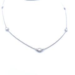 Tiffany & Co Vintage Platinum Link Necklace with 1 Carat Round G VS1 Diamonds