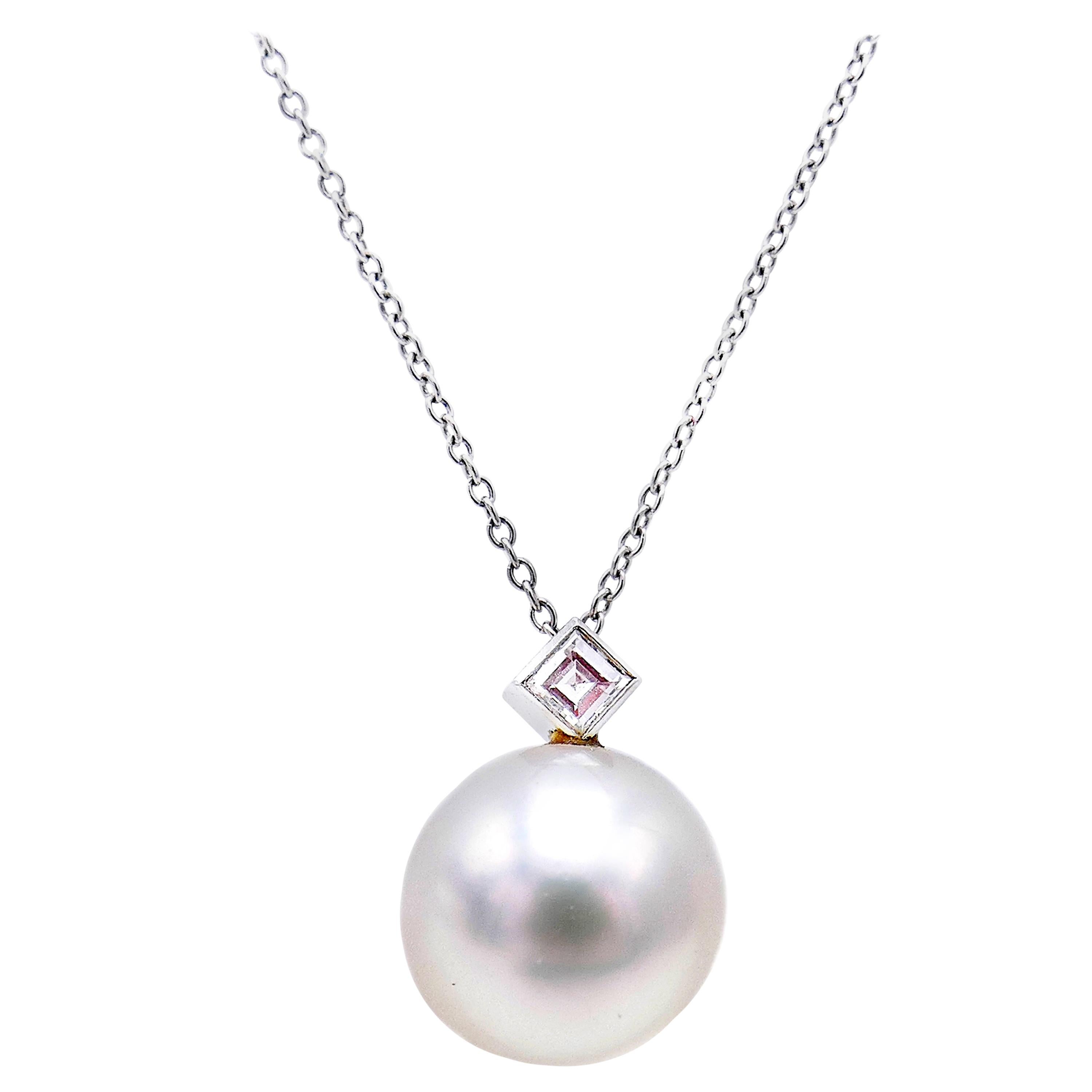 Tiffany & Co. Vintage Platinum Pearl Diamond Necklace