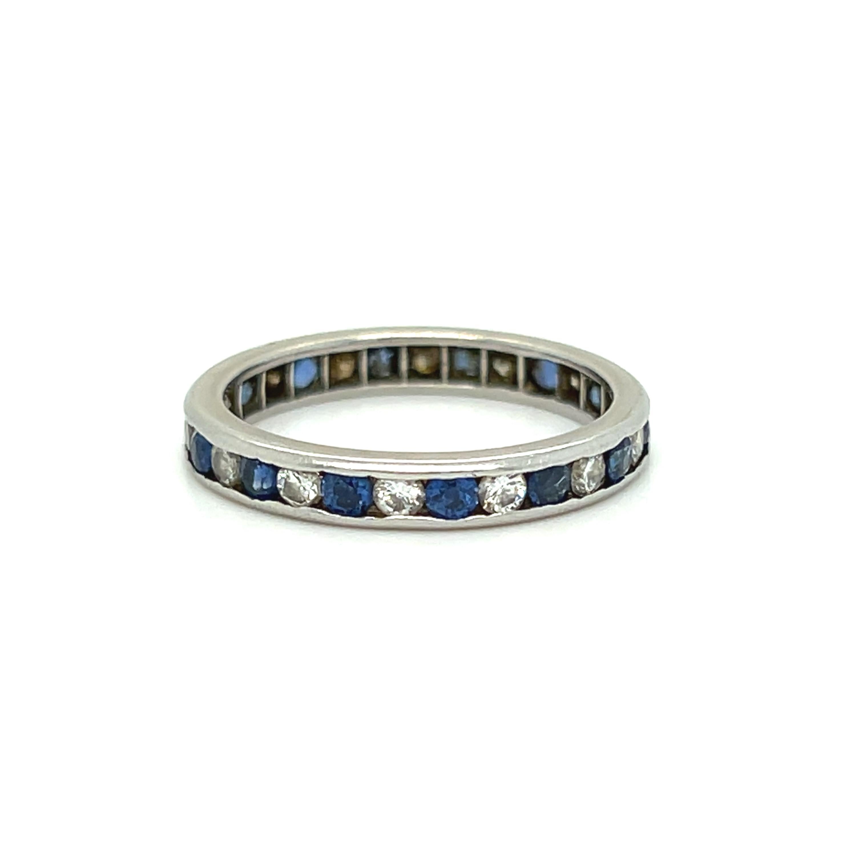 Modern Tiffany & Co Vintage Platinum Sapphire and Diamond Eternity Wedding Band.