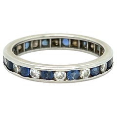 Tiffany & Co Vintage Platinum Sapphire and Diamond Eternity Wedding Band.