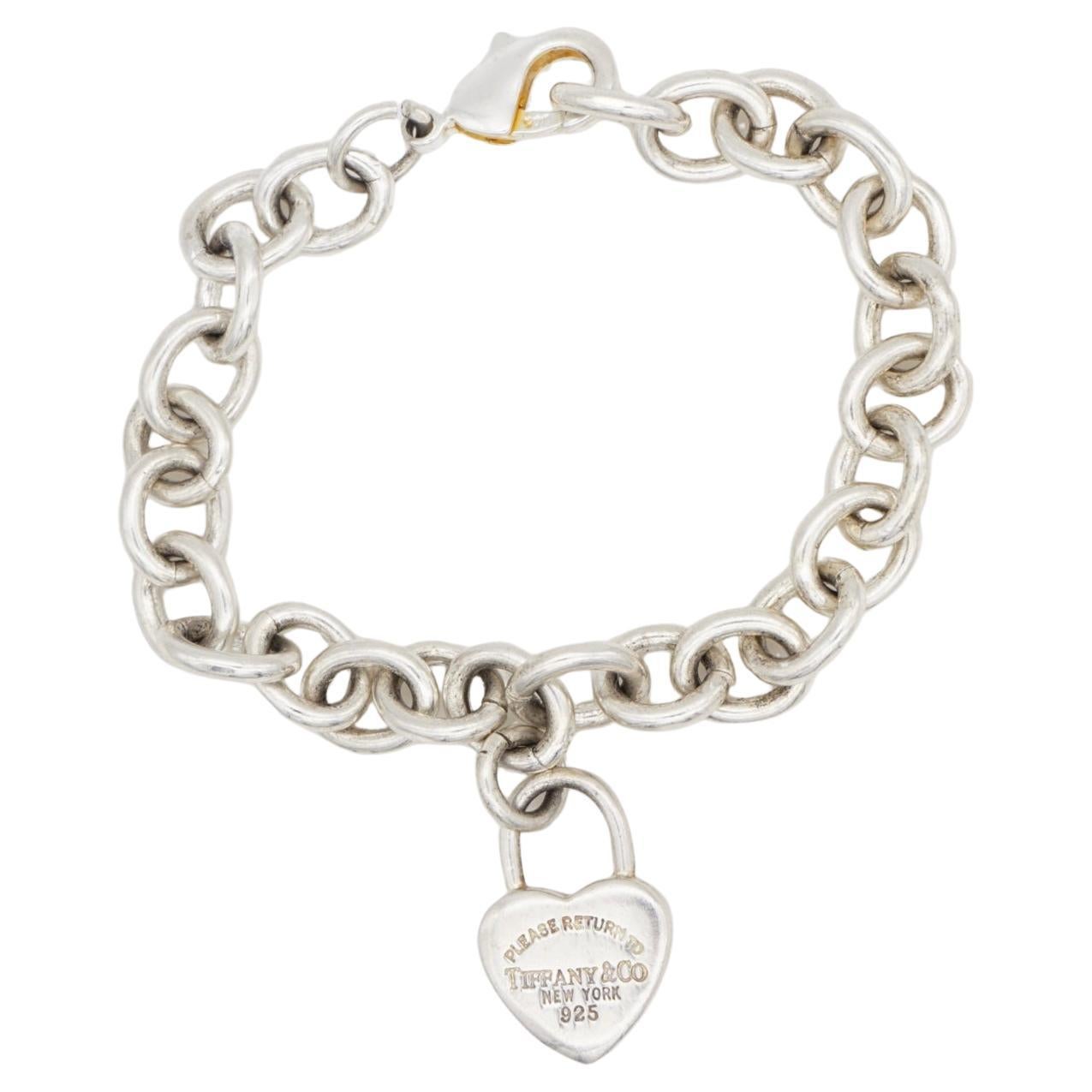 Tiffany 
Co Vintage Please Return To Heart Lock Bracelet Sterling Silver