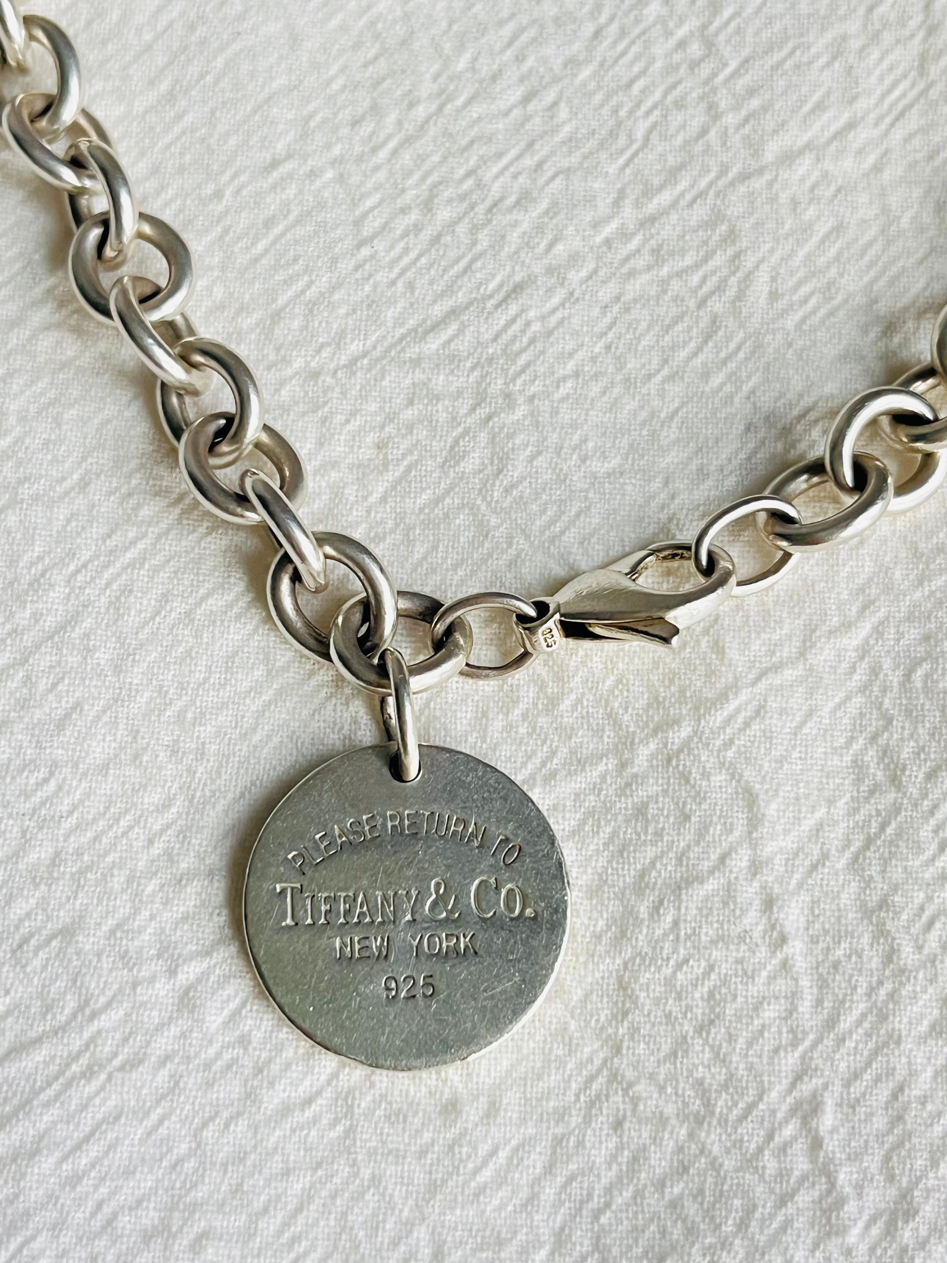 Tiffany & Co Vintage Please retourner à cercle rond collier pendentif en argent 925 en vente 8