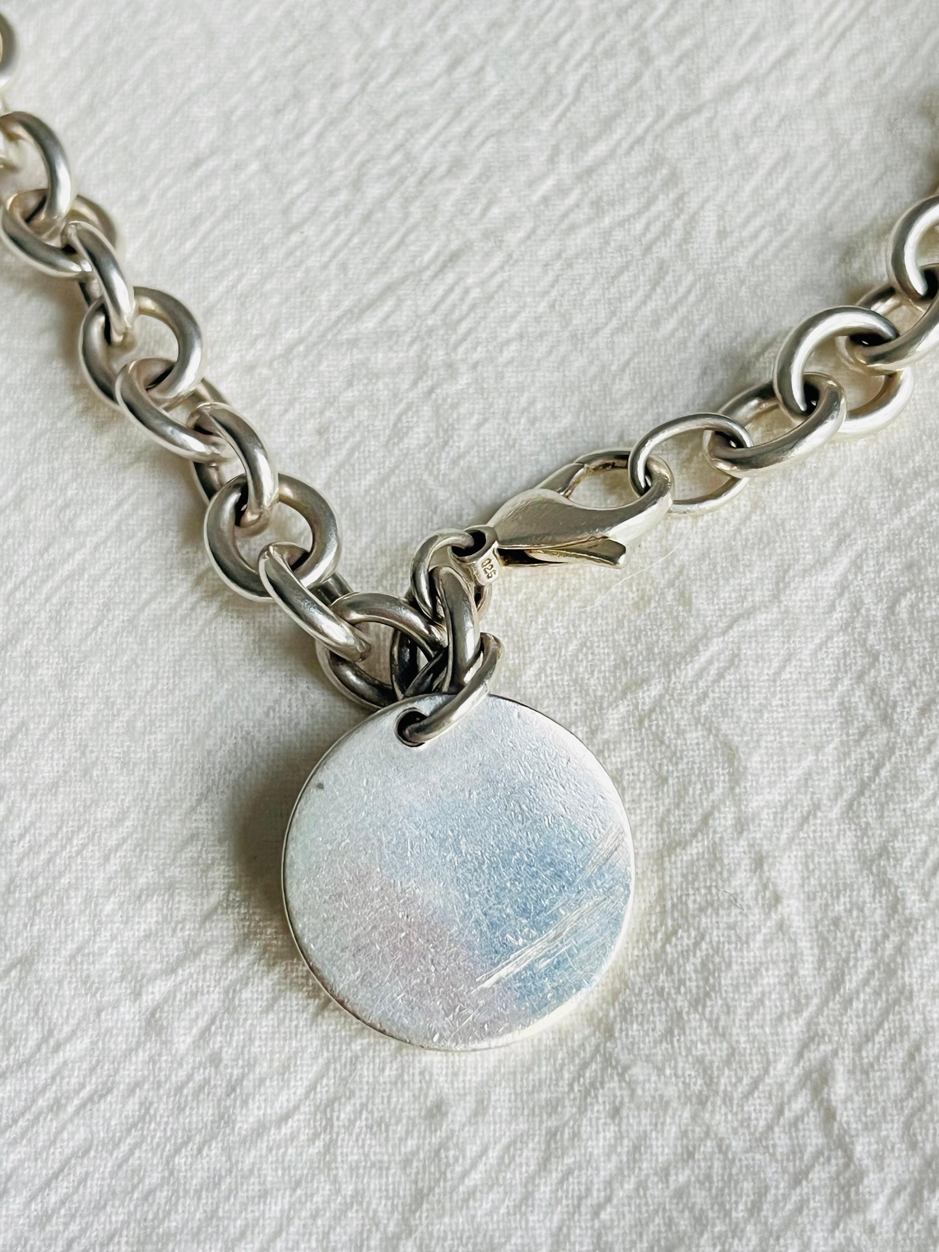 Tiffany & Co Vintage Please retourner à cercle rond collier pendentif en argent 925 en vente 9