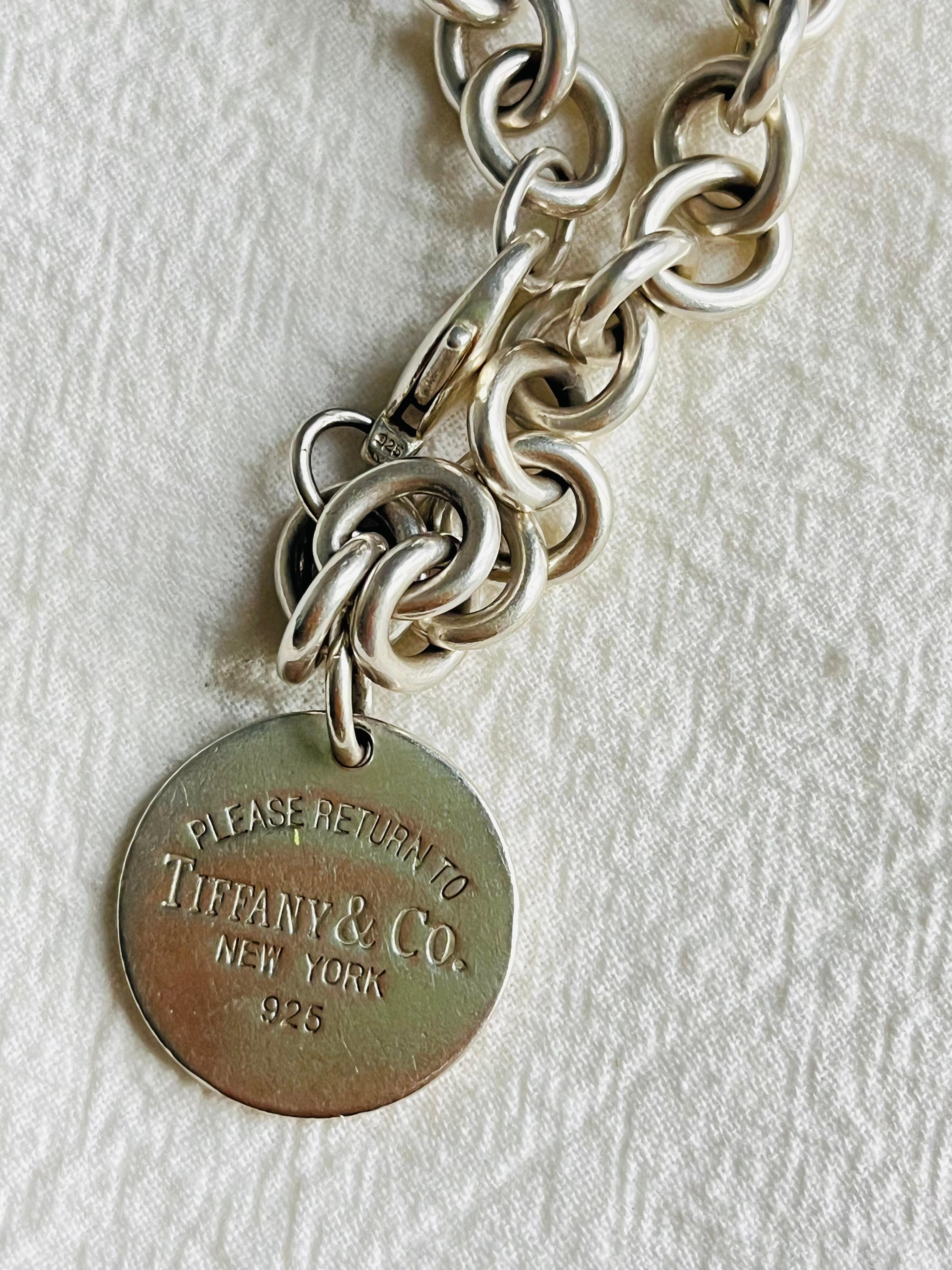 Tiffany & Co Vintage Please retourner à cercle rond collier pendentif en argent 925 en vente 10