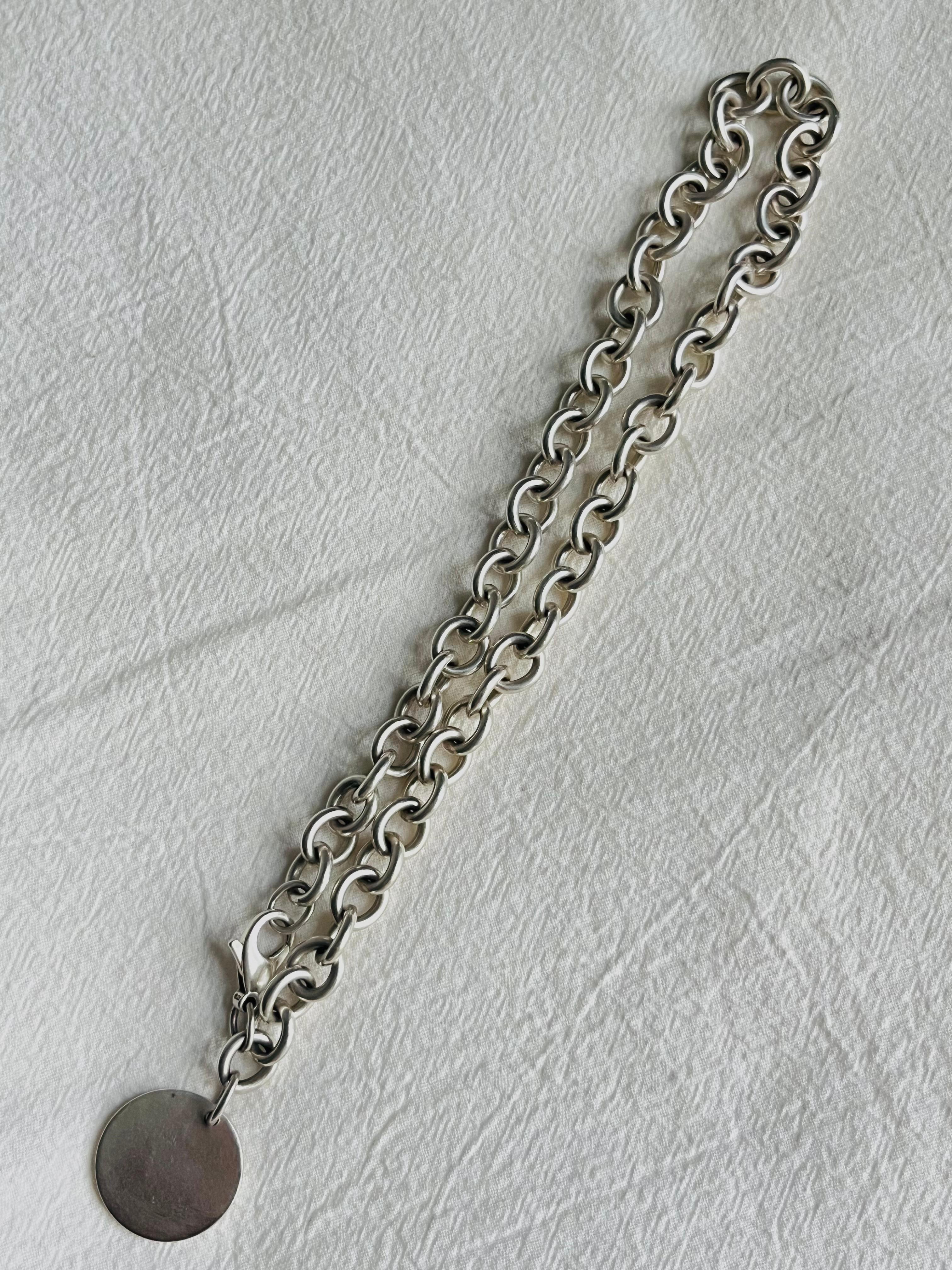 Tiffany & Co Vintage Please retourner à cercle rond collier pendentif en argent 925 en vente 11