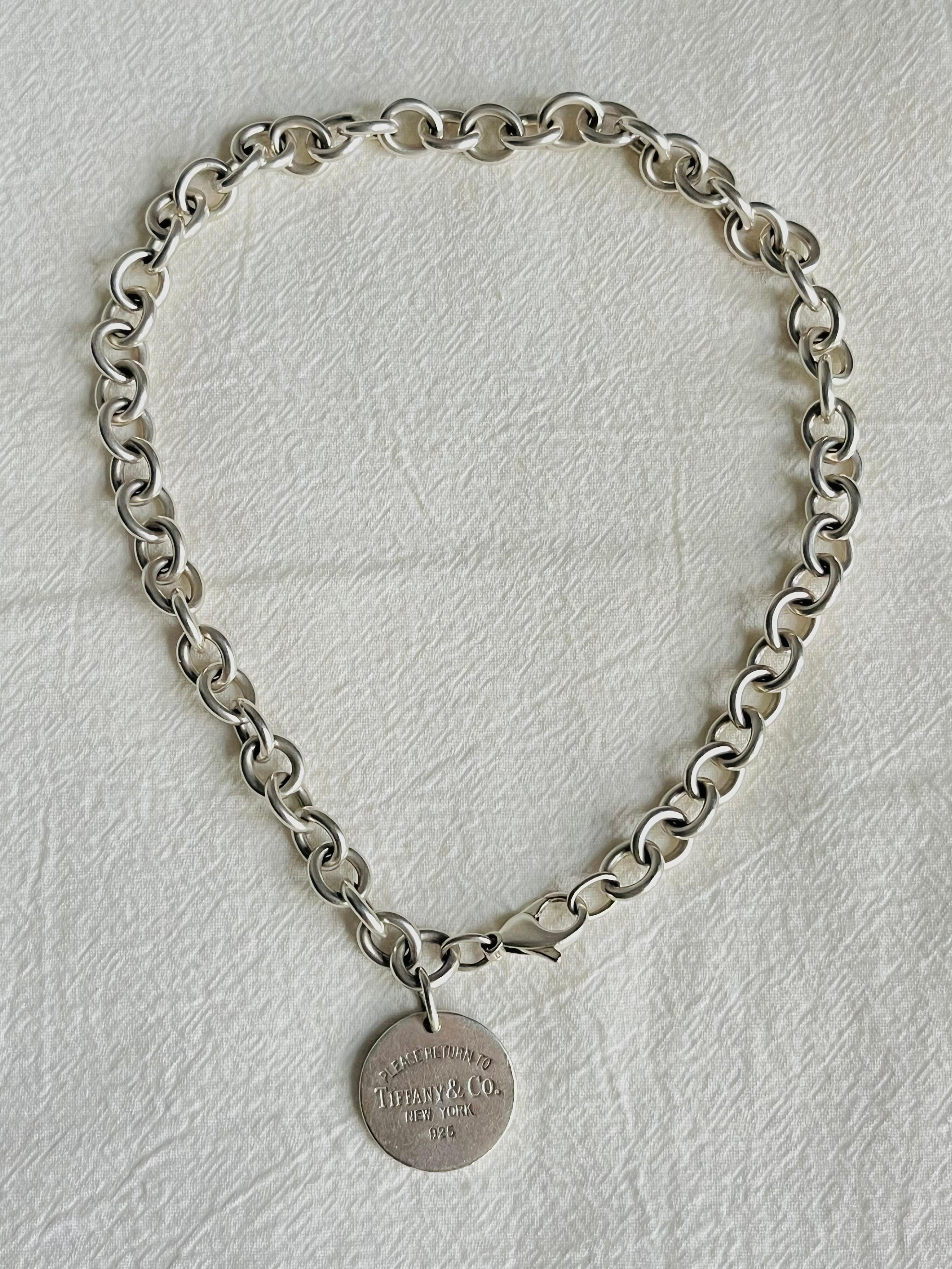 Tiffany & Co Vintage Please retourner à cercle rond collier pendentif en argent 925 en vente 12