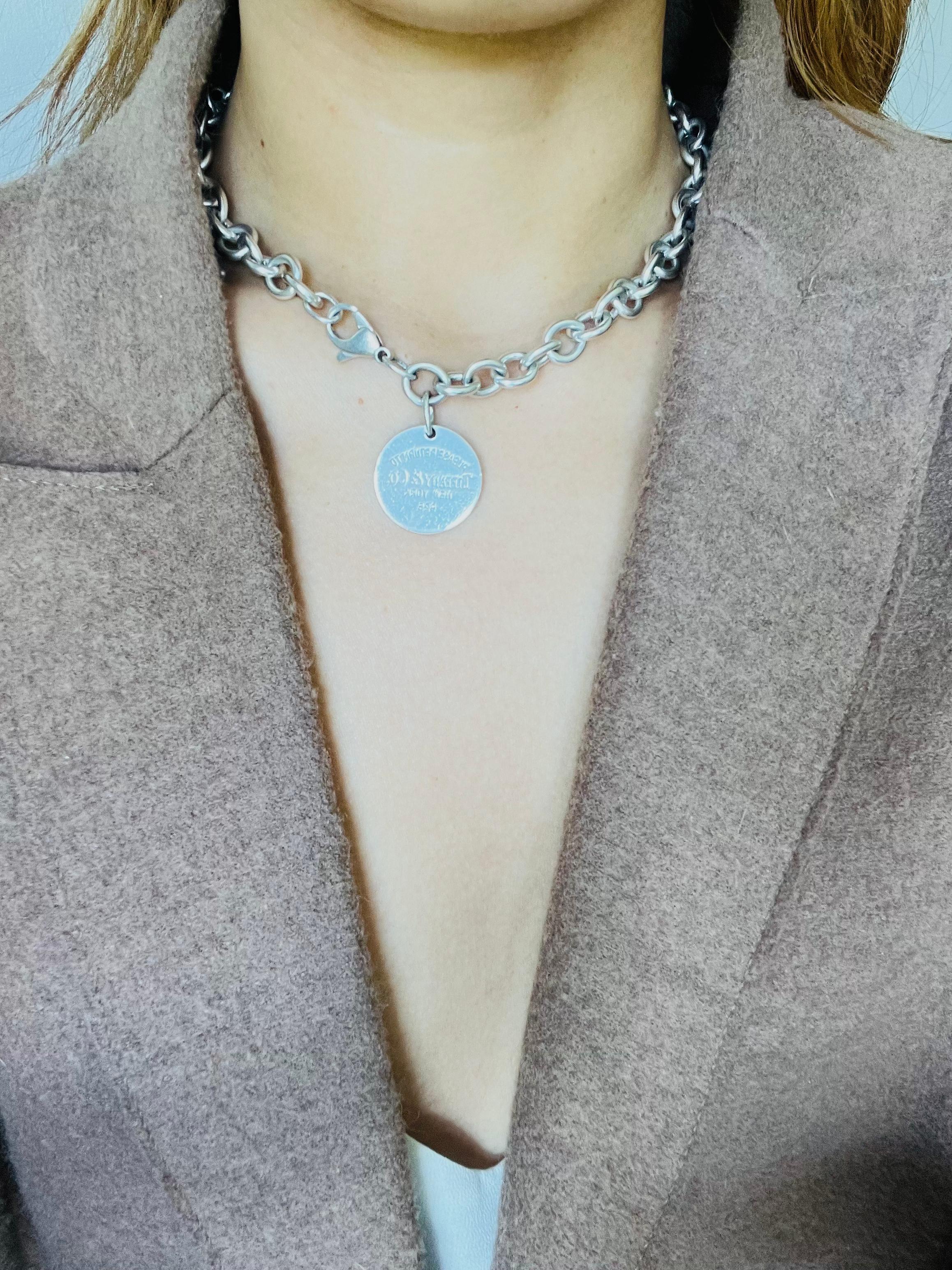 Tiffany & Co Vintage Please retourner à cercle rond collier pendentif en argent 925 Unisexe en vente