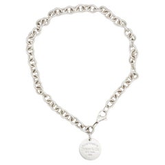Tiffany & Co Vintage Please Return To Round Circle Pendant Necklace 925 Silver