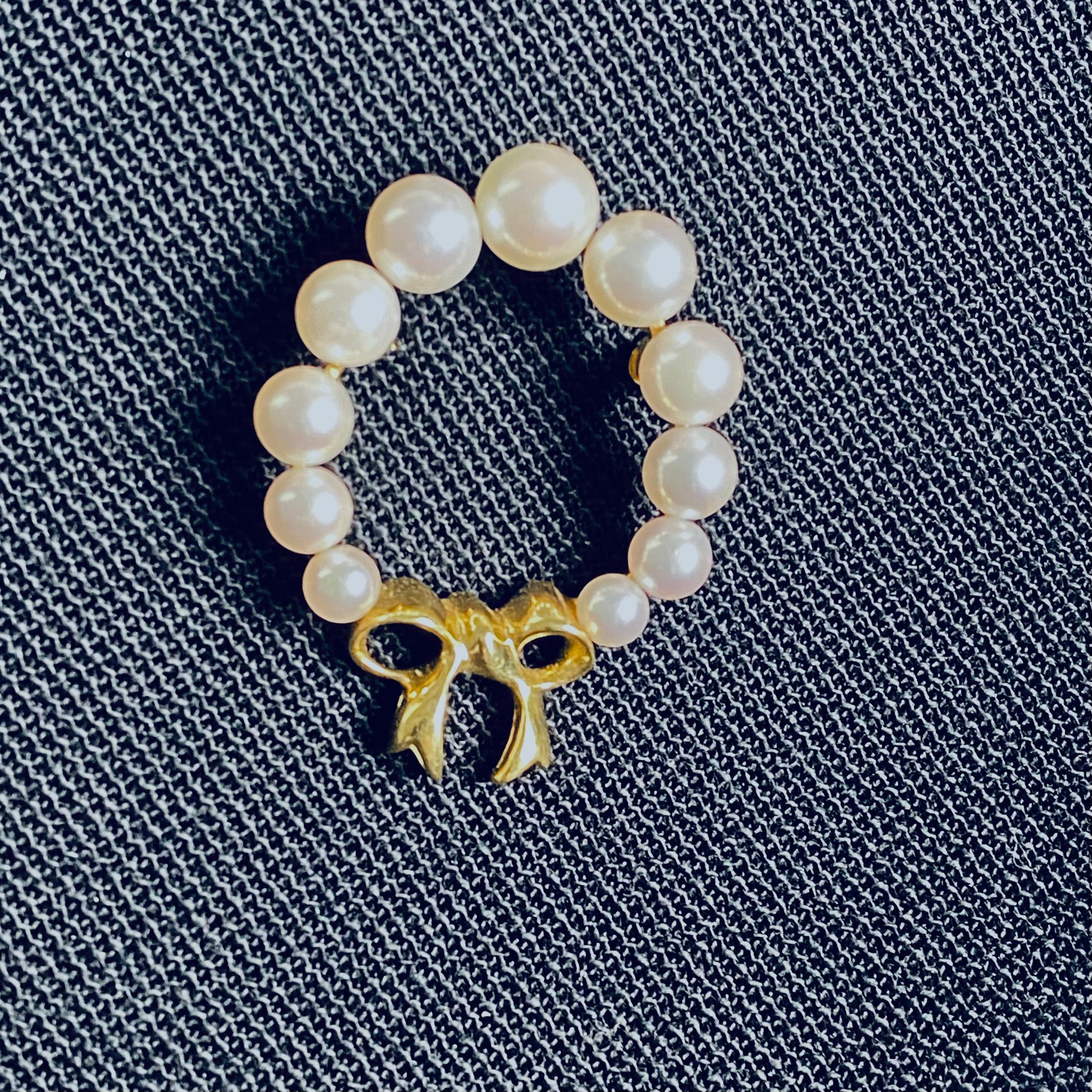 Tiffany & Co. Vintage Rare 18 Karat Gold Pearl Bow 1.35 by 1.05 Inch Brooch 7