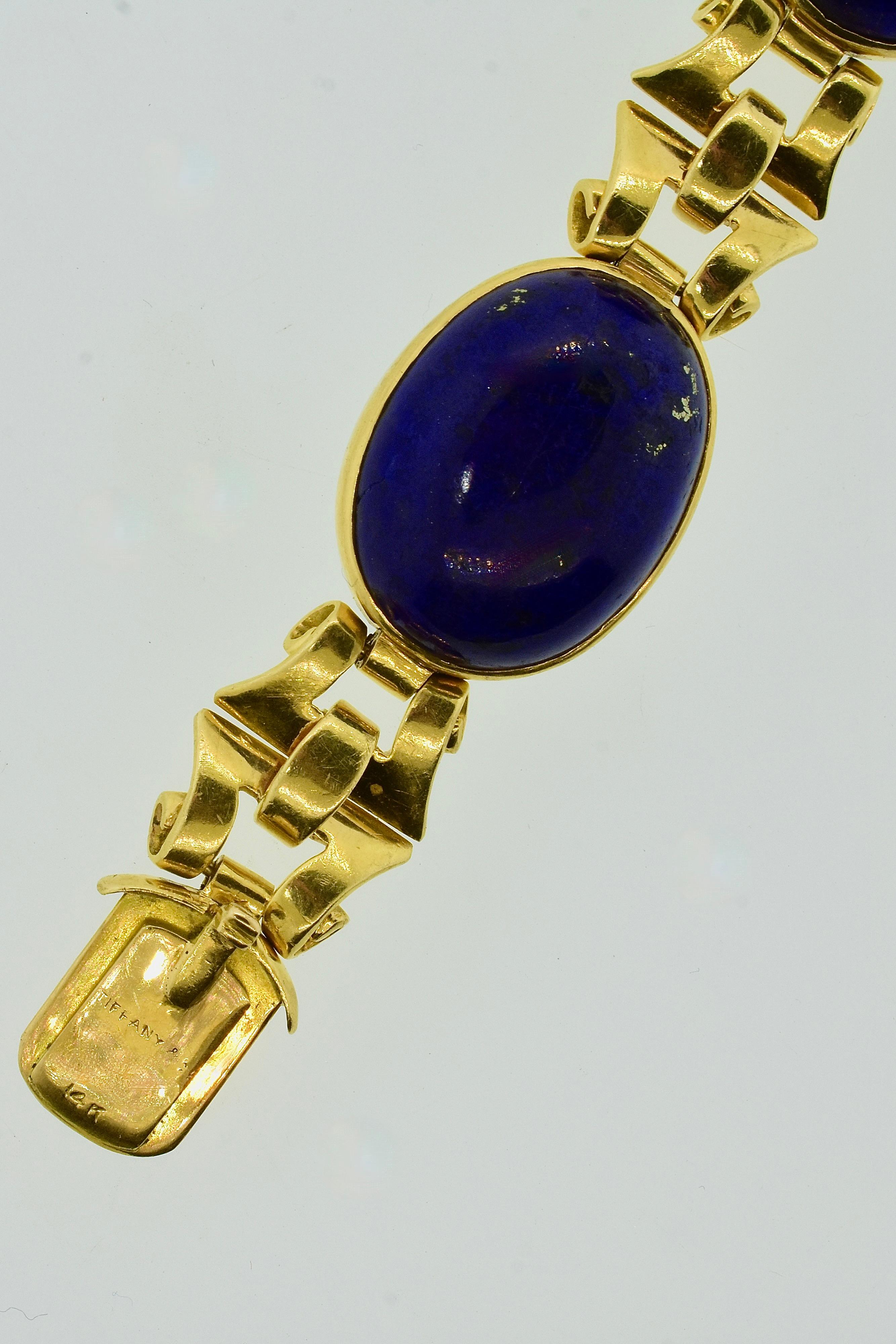 Tiffany & Co. Bracciale retrò d'epoca con 5 pregiati lapislazzuli naturali, c.C. 1950 in vendita 4